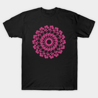 Hot Pink Color Rose Decor T-Shirt